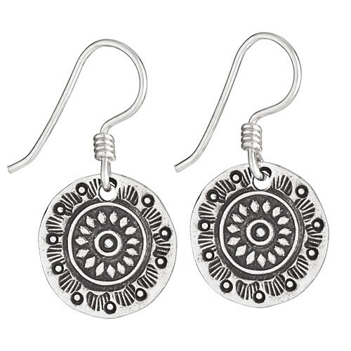 Hill Tribe Silver Stamped Coin Earrings - ETM4600 