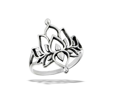 Sterling Silver Double Lotus Ring - RW2248