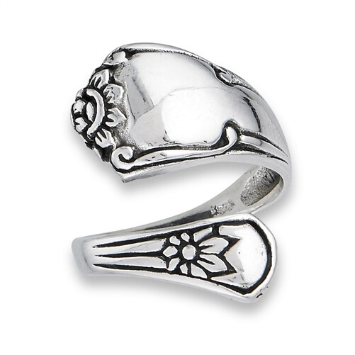 Sterling Silver Floral Spoon Style Ring - RW2973