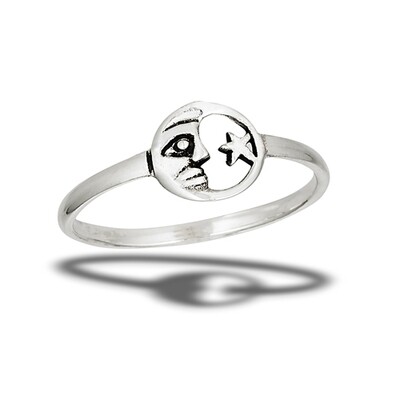 Sterling Silver Tiny Man in the Moon Ring - RW2193