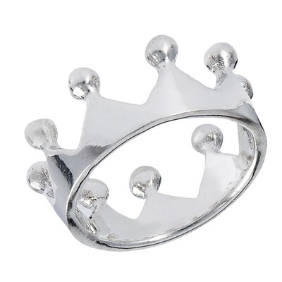 Sterling Silver High Polished Crown Ring - RW3527