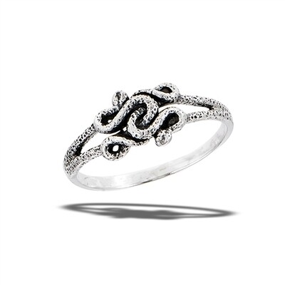 RW2098 Sterling Silver Knot of Snakes Ring