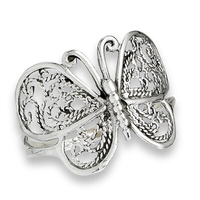 Sterling Silver Filigree Butterfly Ring - RW2869