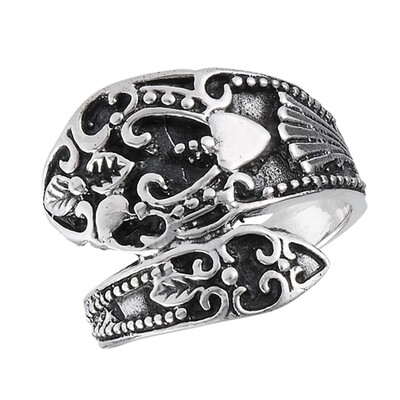 Sterling Silver Antiqued Spoon Style Ring - RW3269