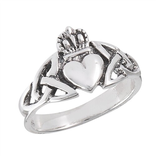 Sterling Silver Claddagh Triquetras Ring - RW2301