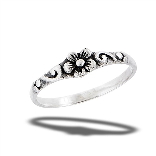 Sterling Silver Scrolled Flower Ring - RW2093