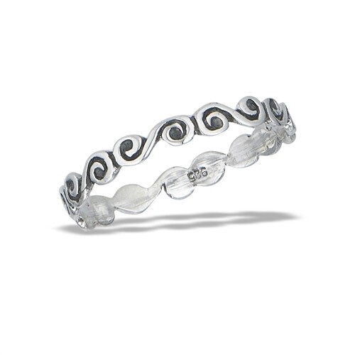 Sterling Silver Tiny Swirls Band - RW2166