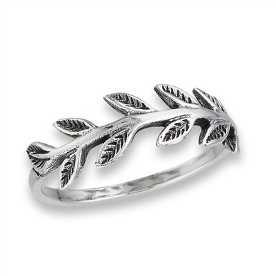RW2972 Sterling Silver Alternating Leaves Ring