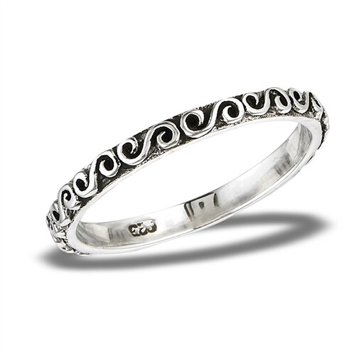 Sterling Silver Scrolls Band - RW2916