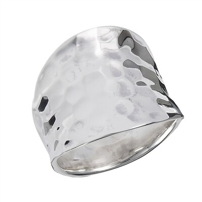 Sterling Silver Wide Tapered Hammered Ring RW2526