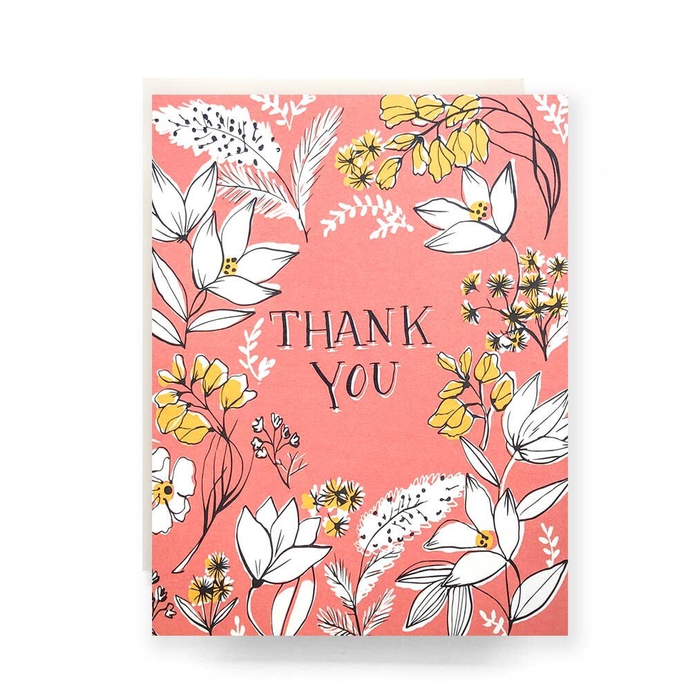 Floral Toile Thank You Greeting Card - AQ37