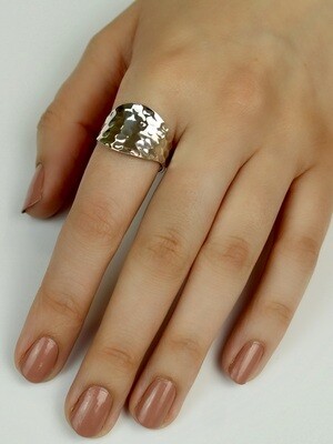 Sterling Silver Wide Tapered Hammered Ring  RW2526