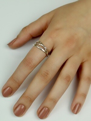 Sterling Silver Hammered Triple Ring - RW2906