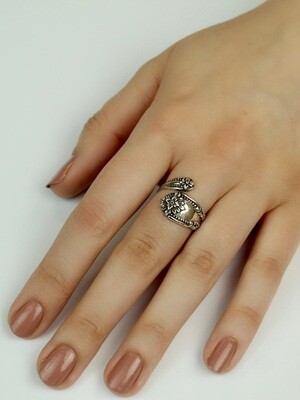 Sterling Silver Antiqued Spoon Style Ring - RW2939