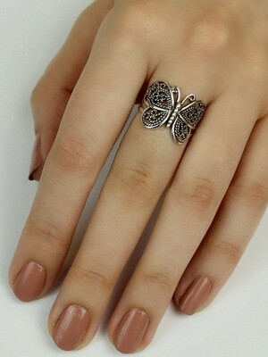 Sterling Silver Filigree Butterfly Ring - RW2869