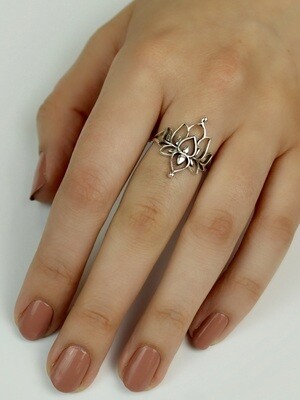 Sterling Silver Double Lotus Ring - RW2248