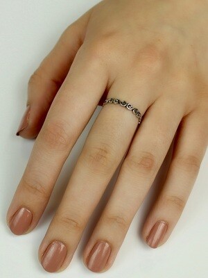 Sterling Silver Tiny Swirls Band - RW2166