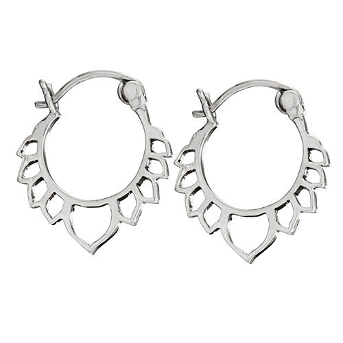 Sterling Silver Lotus Petal Hoops - H13 4760