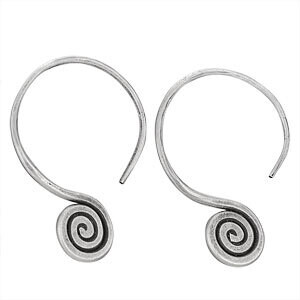 Hill Tribe Silver Bottom Spiral Earrings - H13 3635