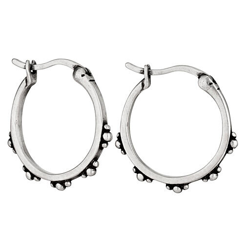 Sterling Silver Small Dotted Hoops - H13 4684