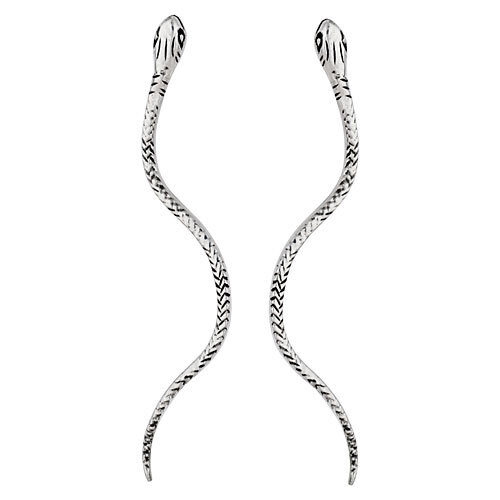 Sterling Silver Long Snake Post Earrings - P4552