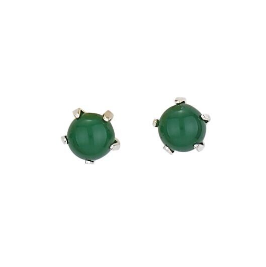 Sterling Silver Green Agate Stud Earrings - P4181
