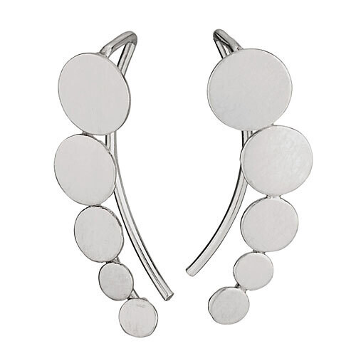 Sterling Silver Graduated Dots Ear Climber - P4605
