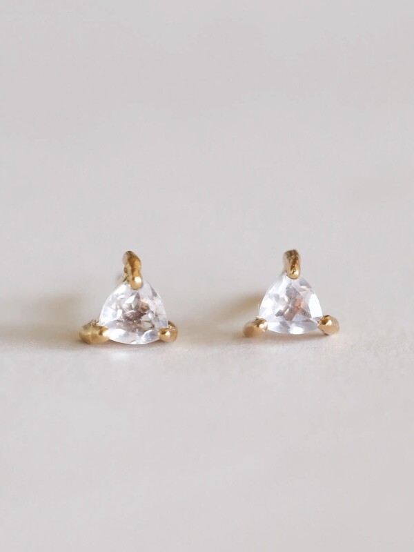 Rose Quartz Mini Energy Gem Posts - 18k Gold Over Silver -  JK56