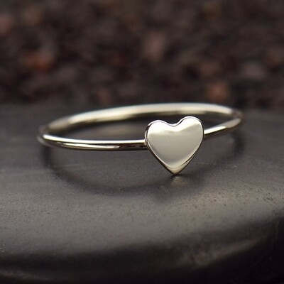 Sterling Silver Minimalist Heart Ring - NR509