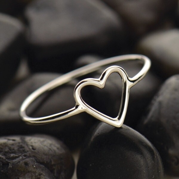 Sterling Silver Heart Outline Ring - NR35