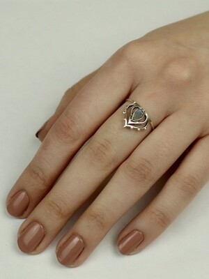 Sterling Silver Labradorite Henna Crown Ring -RB31