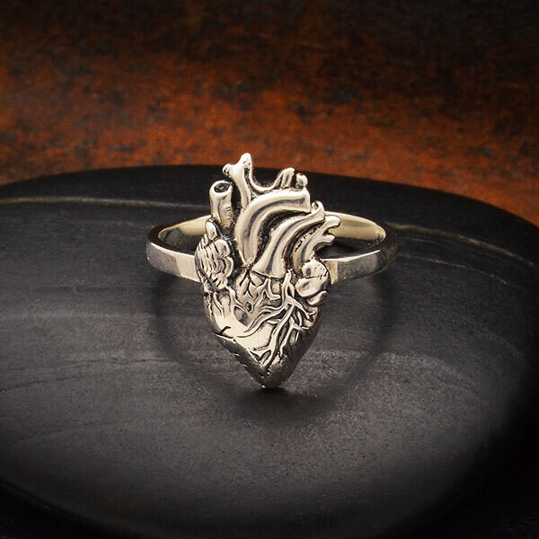 Sterling Silver Anatomical Heart Ring - NR92