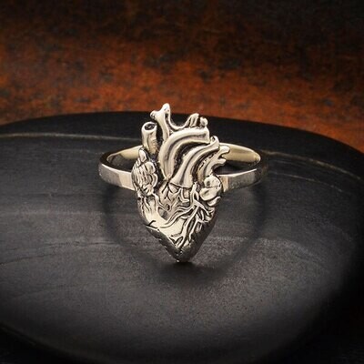 Sterling Silver Anatomical Heart Ring - NR92