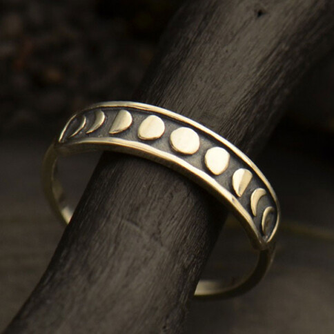 Sterling Silver Moon Phases Bar Ring - NR61