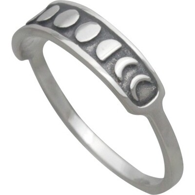 Sterling Silver Moon Phases Bar Ring - NR61