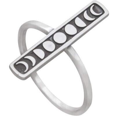 Sterling Silver Vertical Moon Phases Ring - NR87