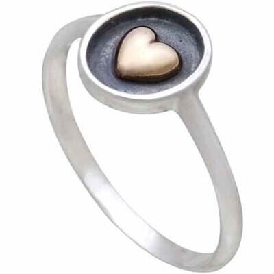 Sterling Silver Shadowbox Heart Ring - NR97