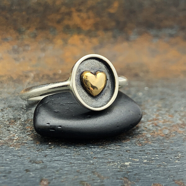 Sterling Silver Shadowbox Heart Ring - NR97