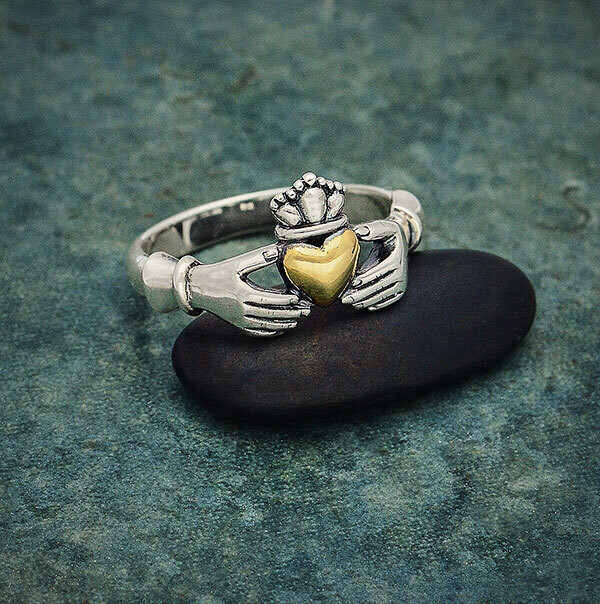 Sterling Silver Two Tone Claddagh Ring - NR116