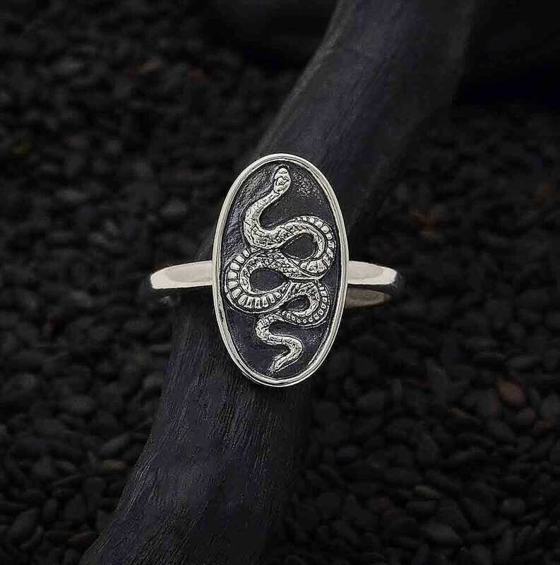 Sterling Silver Oval Snake Ring - NR125