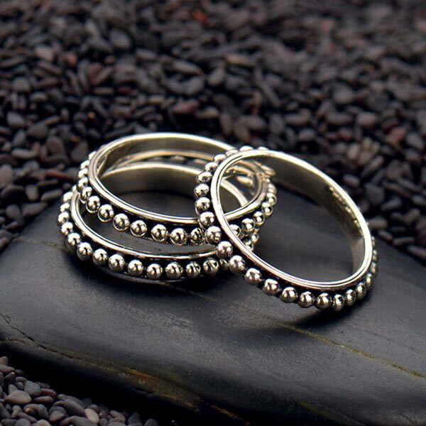 Sterling Silver Heavy Granulated Stack Ring  NR516