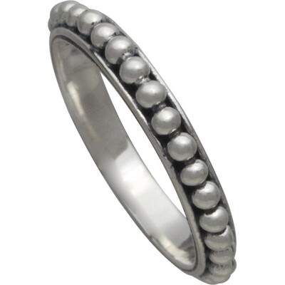 Sterling Silver Heavy Granulated Stack Ring  NR516