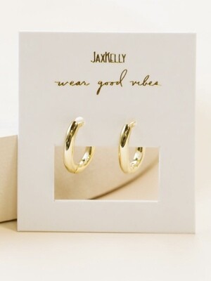 Gold over Silver Small Rectangle Hoops - JK66