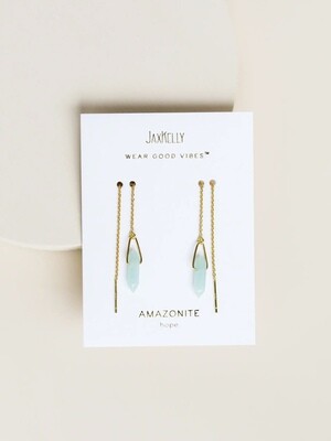 Amazonite Threader Earrings - 18k Gold Vermeil - JK70