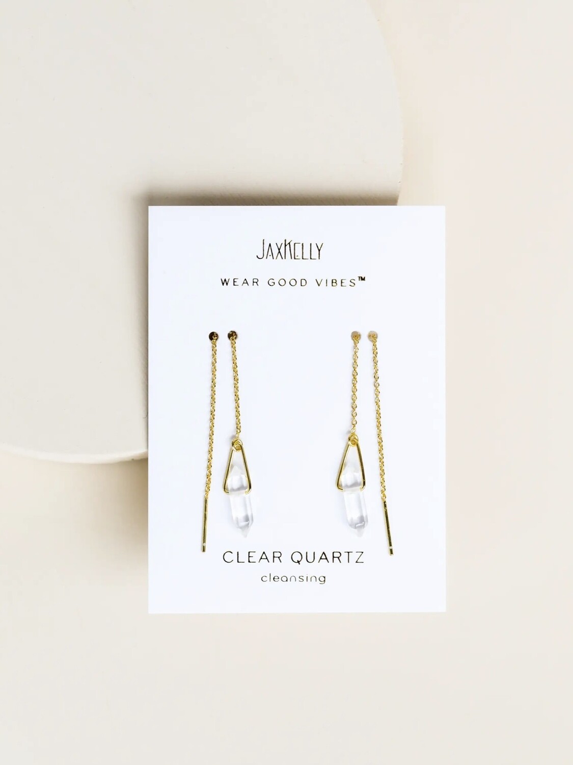 Quartz Threader Earrings - 18 k Gold Vermeil - JK71