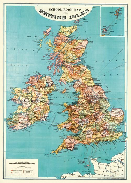 British Isles Map Poster  - 20” X 28” - #422