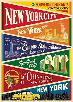 New York City Pennants Poster  - 20” X 28” - #409