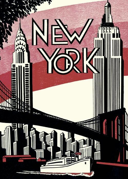 New York City Red Poster  - 20” X 28” - #420