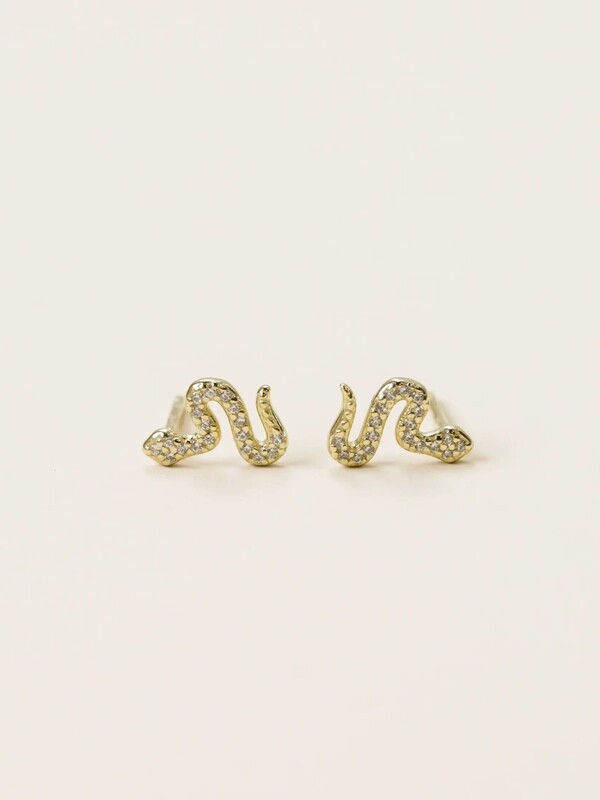 Pave Snake Post Studs - 18k Gold Vermeil - JK76