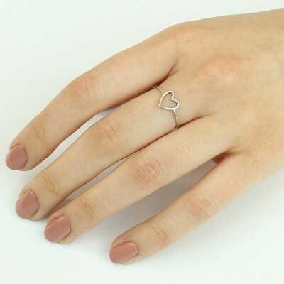 Sterling Silver Heart Outline Ring - NR35